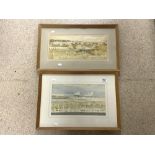 DAVID HOLT (ENGLAND) TWO SIGNED WATERCOLOUR DRAWINGS 1965 BOTH FRAMED AND GLAZED 57 X 40 CM