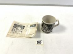 1969 FIRST TO SET FOOT UPON THE MOON NEIL ARMSTRONG MUG, AND A FIRST MAN ON THE MOON FIRST DAY