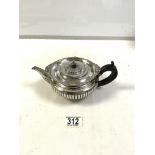 LATE VICTORIAN HALLMARKED SILVER HALF FLUTED TEAPOT WITH CAST BORDER, BIRMINGHAM 1899, MAKER