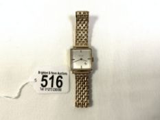 1960S VINTAGE 375 GOLD J.W.BENSON GENTS WATCH WITH A ROLLED GOLD STRAP