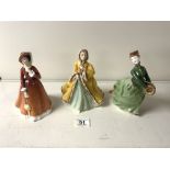 THREE ROYAL DOULTON FIGURES " RACHEL "HN2919, " JULIA " HN2705, AND " GRACE " HN2318 ".