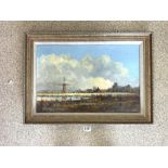 W.F BURTON ENGLAND OIL ON CANVAS NORFOLK SCENE FRAMED 73 X 53CM