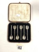 SET OF SIX EDWARDIAN HALLMARKED SILVER SEAL TOP COFFEE SPOONS DATED 1901 BY C.W.FLETCHER & SON LTD