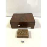 VICTORIAN MAHOGANY BOX, AND SMALL INLAID BOX.