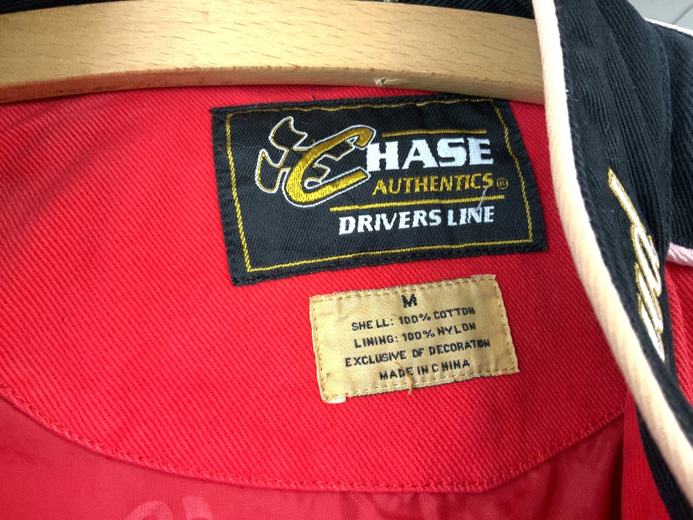 A CHASE DRIVERS LINE RED JACKET WITH SPONSORS LOGOS. SIZE M. - Image 3 of 4