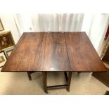 ANTIQUE COROMANDLE WOOD DROP LEAF DINING TABLE ON SQUARE LEGS, 124X150X 77 CMS, [ EXTENDED ].
