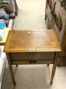 1940s OAK SEWING TABLE.