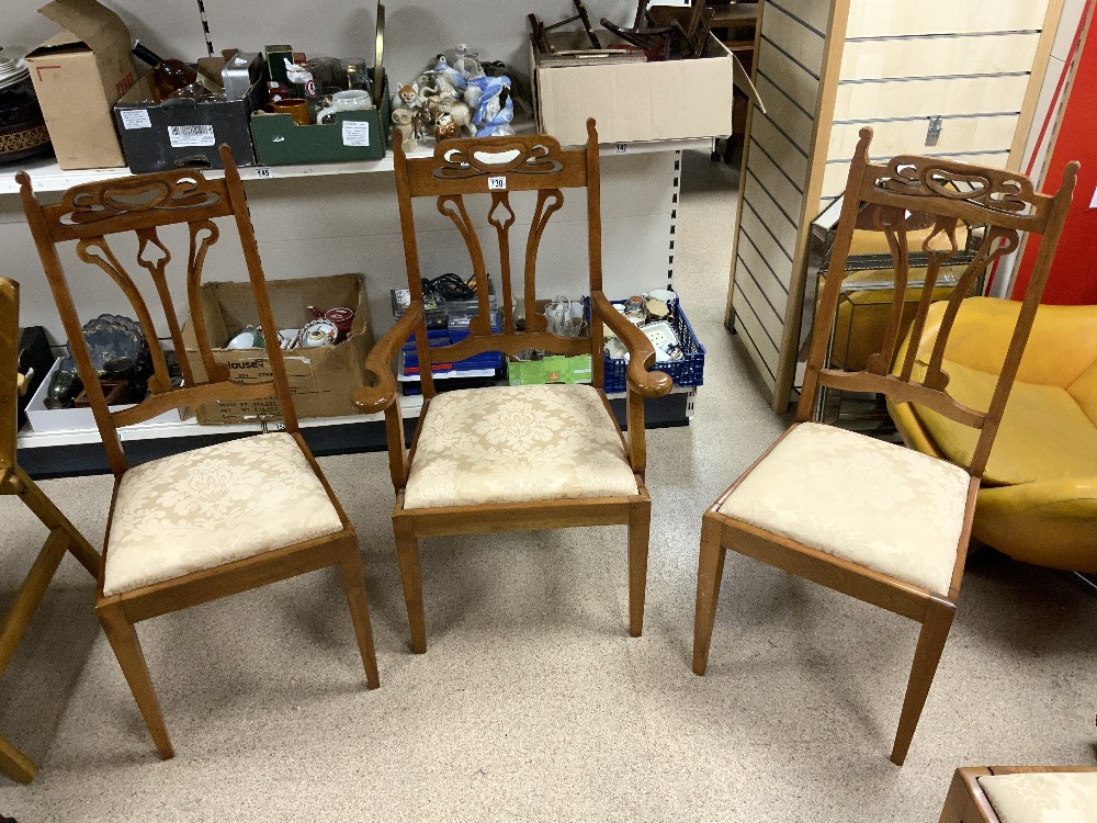 SET OF FIVE MAHOGANY ART NOUVEAU DINING CHAIRS. - Image 4 of 4