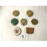 SEVEN VINTAGE COMPACTS, INCLUDES 2 STRATTON, MASCOT, AND OTHERS.