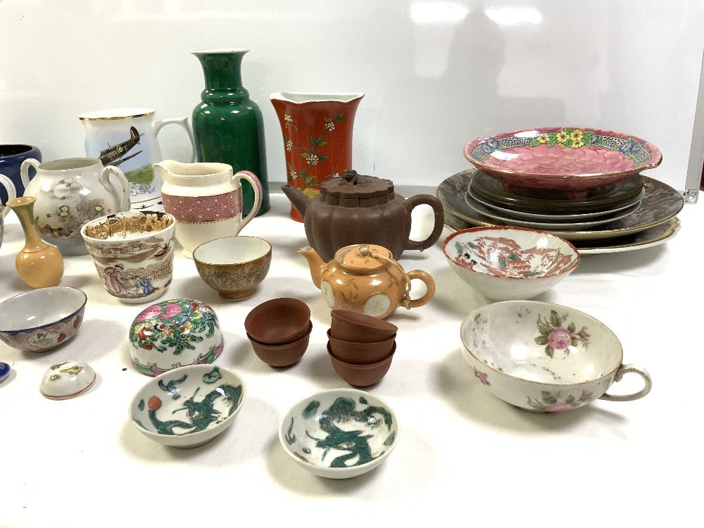 CHINESE GREEN GLAZED VASE, A/F, RED WARE TEA POT, KUTANI SAKE CUPS AND MORE. - Image 3 of 5