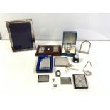 SILVER-PLATED DESK BLOTTER SET, HIP FLASK, CHRISTENING SET AND MORE.