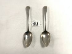 PAIR OF GEORGE III HALLMARKED SILVER TABLESPOONS DATED 1802 BY PETER ANN AND WILLIAM BATEMAN 21.