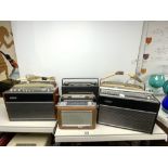 THREE VINTAGE HACKER RADIOS, THREE BUSH RADIOS AND ONE OTHER.