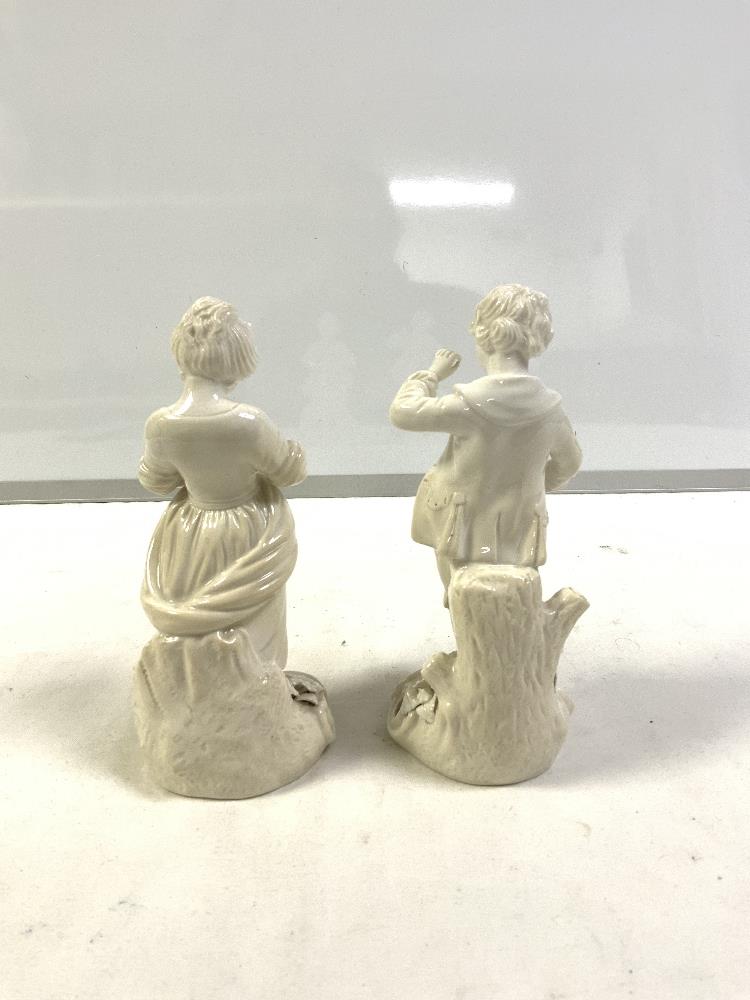 PAIR OF STEVENSON & HANCOCK DERBY WHITE GLAZED PORCELAIN FIGURES OF A BOY AND GIRL WITH DOG AND - Image 3 of 4