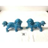 PAIR CHINESE TURQUOISE FO DOGS, 15X10 CMS.