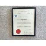 ROYAL SCHOOL OF NEEDLEWORK FOR IMOGEN MARTIN WITH QUEEN ELIZABETH SIGNATURE FRAMED AND GLAZED 34 X