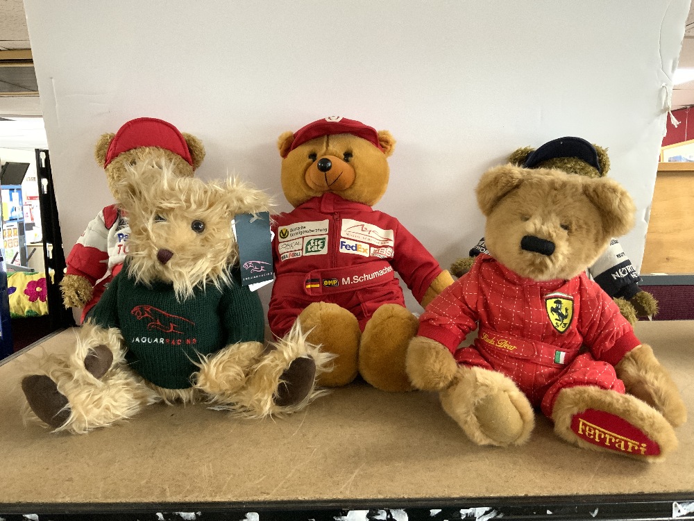 FIVE FORMULA 1 TEDDY BEARS - FERRARI, WILLIAMS AND JAGUAR. - Image 3 of 4