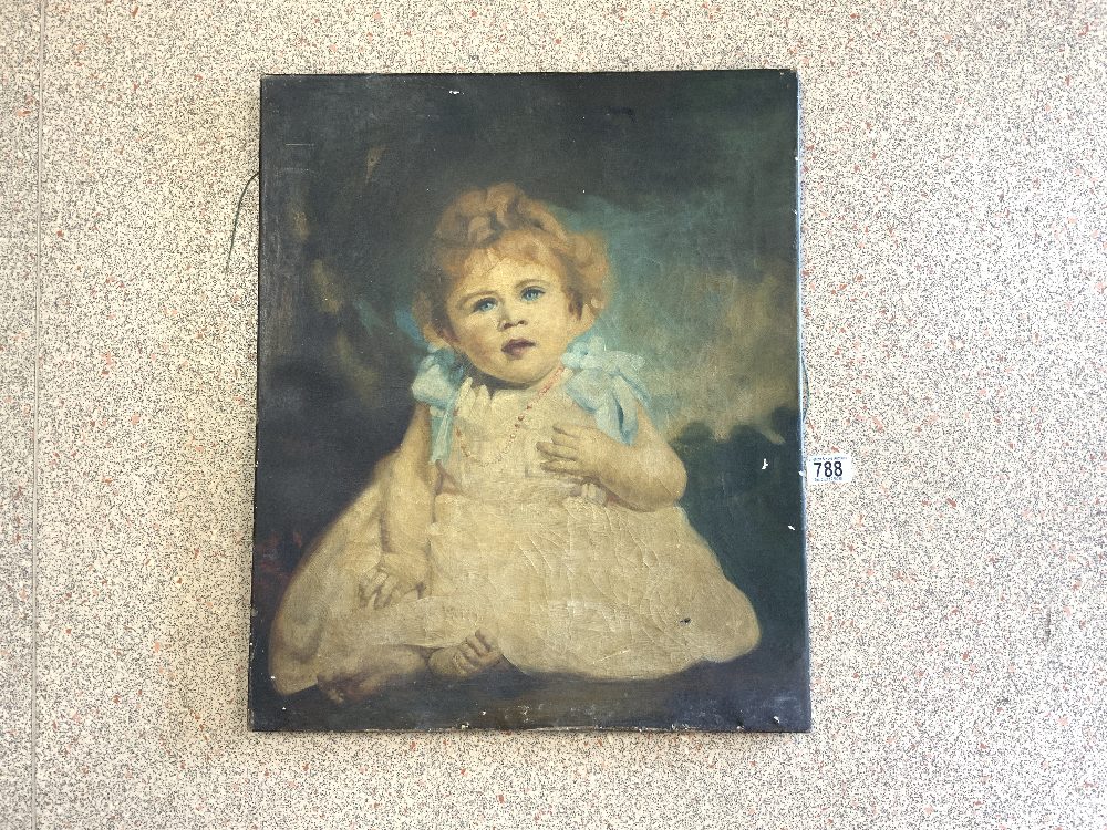 LILIBET H.M THE QUEEN 2 YR OLD OIL ON CANVAS UNSIGNED 61 X 51CM A/F