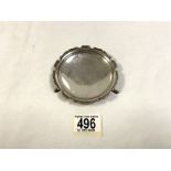 HALLMARKED SILVER CIRCULAR TROPHY DISH WITH PIERCED BORDER ON PAD FEET (WEST HOVE GOLF CLUB 1937 )