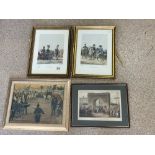 FOUR EARLY MILITARY PRINTS LARGEST 50 X 40CM ALL FRAMED AND GLAZED