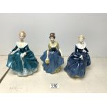 THREE ROYAL DOULTON FIGURES - " JANINE " HN2461, " FRAGANCE " HN2334, AND " MELANIE " HN2271.