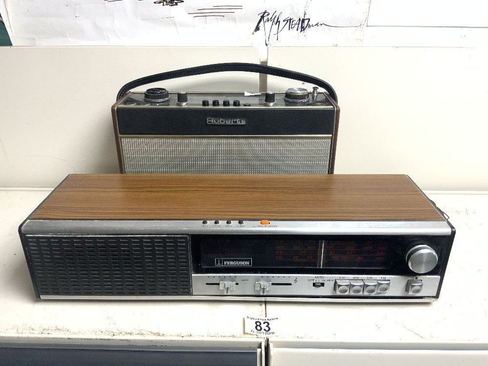 ROBERTS PORTABLE RADIO, AND 1960s FERGUSON RADIO.