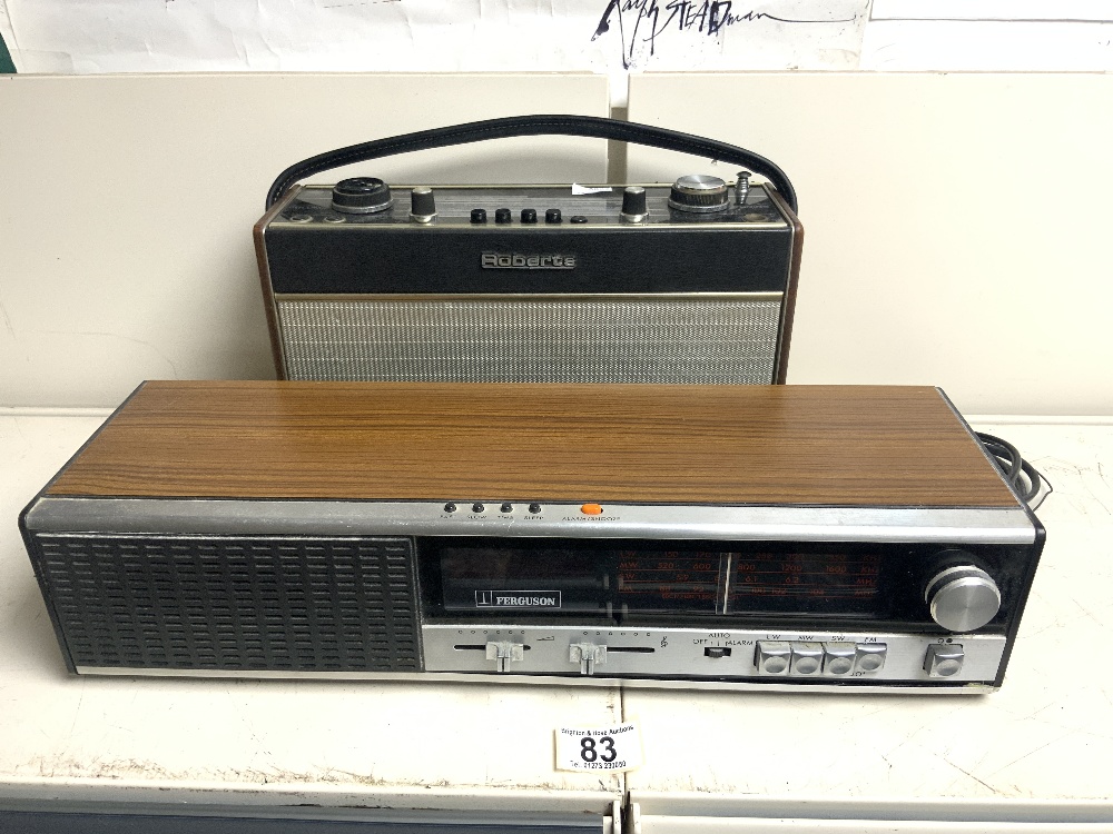 ROBERTS PORTABLE RADIO, AND 1960s FERGUSON RADIO. - Image 2 of 9