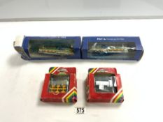 TWO BRITAINS FARM MODELS 1717 WATER TRUOGH IN BOXES AND TWO P&O MODEL EUROPEAN FERRIES MODELS IN