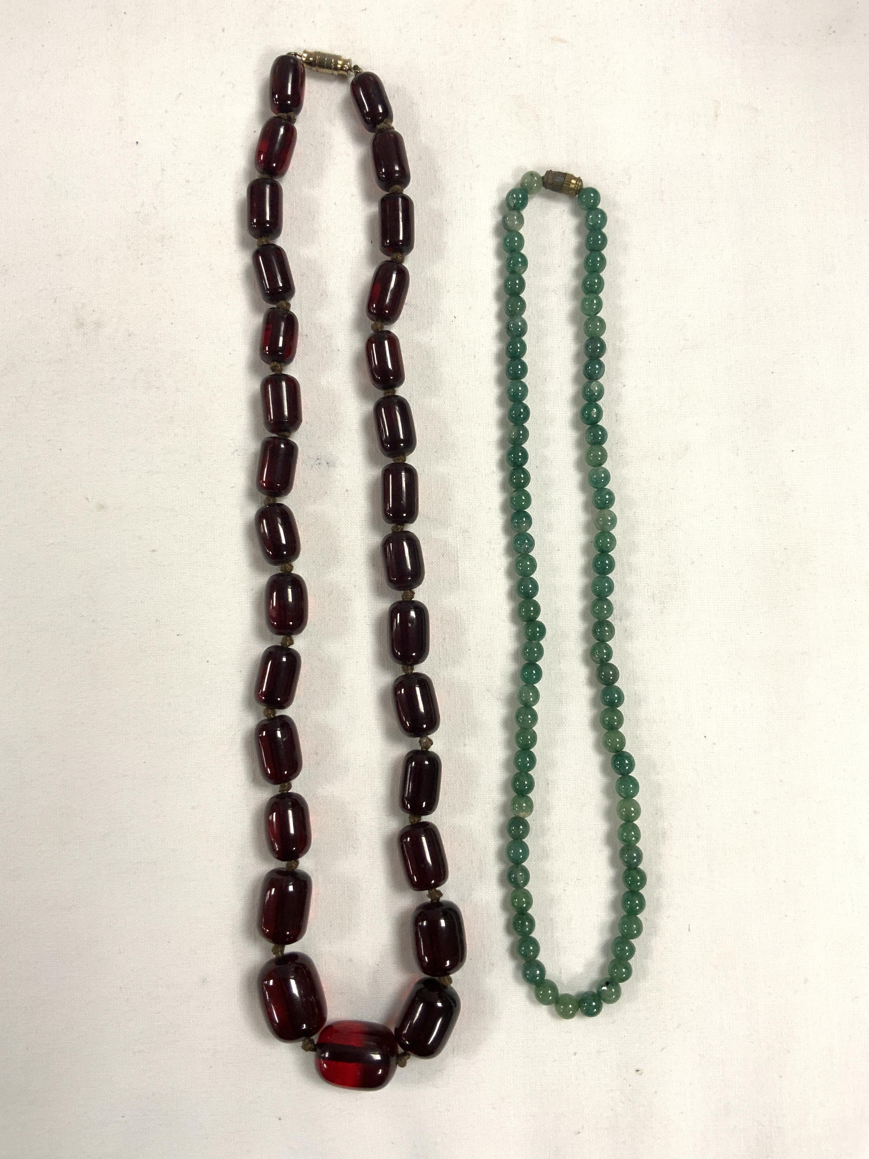 TWO VINTAGE NECKLACES ONE JADE WITH ONE OTHER - Image 2 of 4