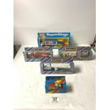 MATCHBOX PEPSI DELIVERY TRUCK AND FORK LIFT IN BOX, MATCHBOX 7 UP TANKER IN BOX, AND THREE OTHERS IN