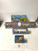 MATCHBOX PEPSI DELIVERY TRUCK AND FORK LIFT IN BOX, MATCHBOX 7 UP TANKER IN BOX, AND THREE OTHERS IN