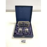 HALLMARKED SILVER PEPPER AND TRAY BOXED SET