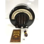 FINE EXAMPLE OF WORKING ECKO BAKELITE ART DECO CIRCULAR RADIO - TYPE A.D.65. RECEIVER, REGISTERED