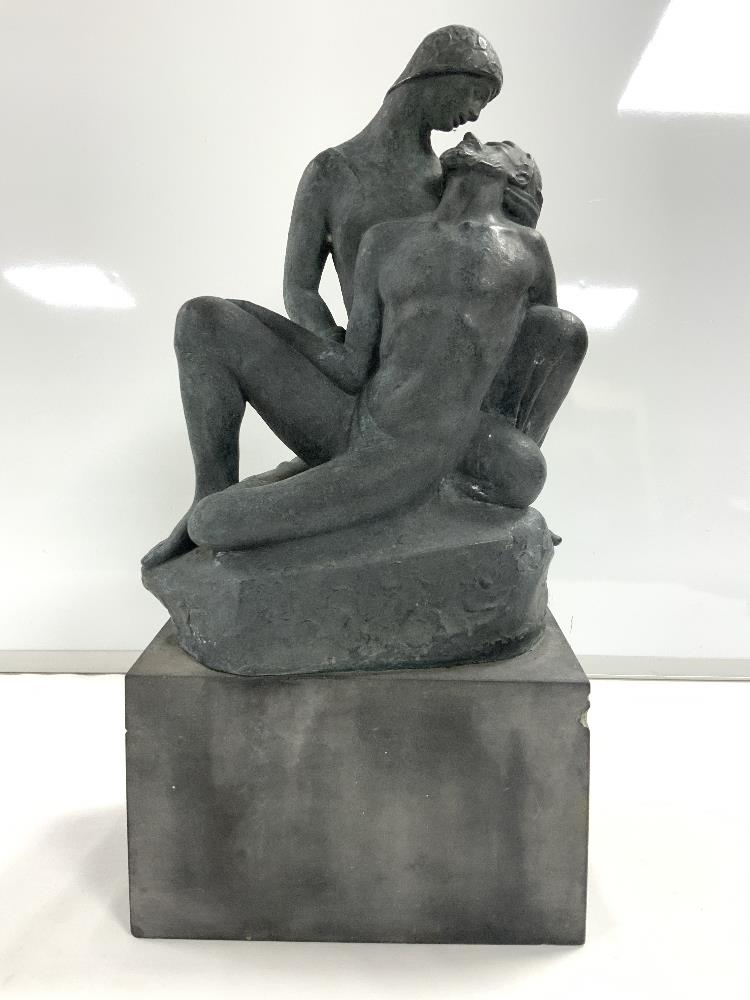 DYSON SMITH SIGNED CAST OF A COUPLE EMBRACED TO KISS DATED 1928 41.5 CM - Image 2 of 5