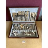 SILVER PLATED CANTEEN OF CUTLERY IN CASE.