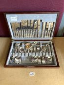 SILVER PLATED CANTEEN OF CUTLERY IN CASE.