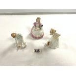 THREE ROYAL DOULTON FIGURES 'LETS PLAY' ( HN3397 ) 'SIT' ( HN3123 ) AND 'COOKIE' ( HN 2218 )