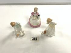 THREE ROYAL DOULTON FIGURES 'LETS PLAY' ( HN3397 ) 'SIT' ( HN3123 ) AND 'COOKIE' ( HN 2218 )