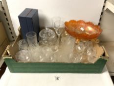 WEBB CORBETT COMMEMORATIVE GLASS IN CASE, AND QUANTITY OF OTHER GLASSWARE.