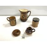 ROYAL DOULTON AND LAMBETH PIECES INCLUDES COMMEMORATIVE STONEWARE LARGEST 16CM