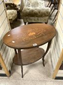EDWARDIAN MARQUETRY INLAID ROSEWOOD OVAL OCCASIONAL TABLE, 44X68 CMS.