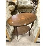 EDWARDIAN MARQUETRY INLAID ROSEWOOD OVAL OCCASIONAL TABLE, 44X68 CMS.