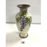 DOULTON LAMBETH BALUSTER VASE PAINTED TRAILING WISTERIA - DECORATER MARY M.S LILLEY 31CM