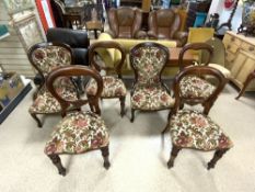 FOUR VICTORIAN MAHOGANY BALLOON BACK CHAIRS WITH MATCHING PAIR OF SPOON BACK CHAIRS