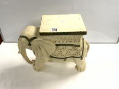 A 20 CENTURY CERAMIC ELEPHANT STOOL, 40 CMS.