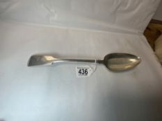 A GEORGE IV HALLMARKED SILVER FIDDLE PATTERN LONG HANDLED SERVING SPOON, EXETER, 1825, MAKER