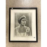 PORTRAIT SIGNED PRINT OF QUEEN ELIZABETH R BY DOROTHY WILDING DATED 1943 FRAMED AND GLAZED 58 X 70