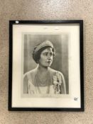 PORTRAIT SIGNED PRINT OF QUEEN ELIZABETH R BY DOROTHY WILDING DATED 1943 FRAMED AND GLAZED 58 X 70