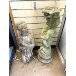 TWO CONCRETE STATUE FIGURES A/F