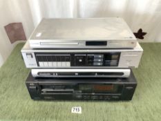 JVC 6 DISC CD PLAYER, SANYO JT 350LA STEREO TUNER, ACOUSTIC DESIGNS DVD RE - WRITABLE PLAYER, AND